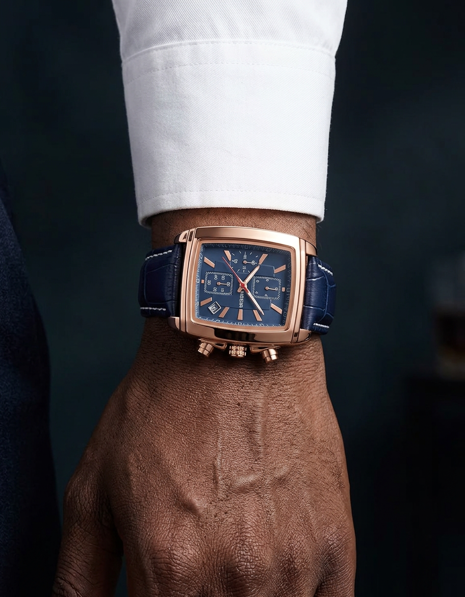 Montre chronographe rectangulaire