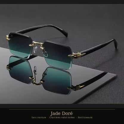Lunettes sans monture bord biseauté — Charnières métal dorées