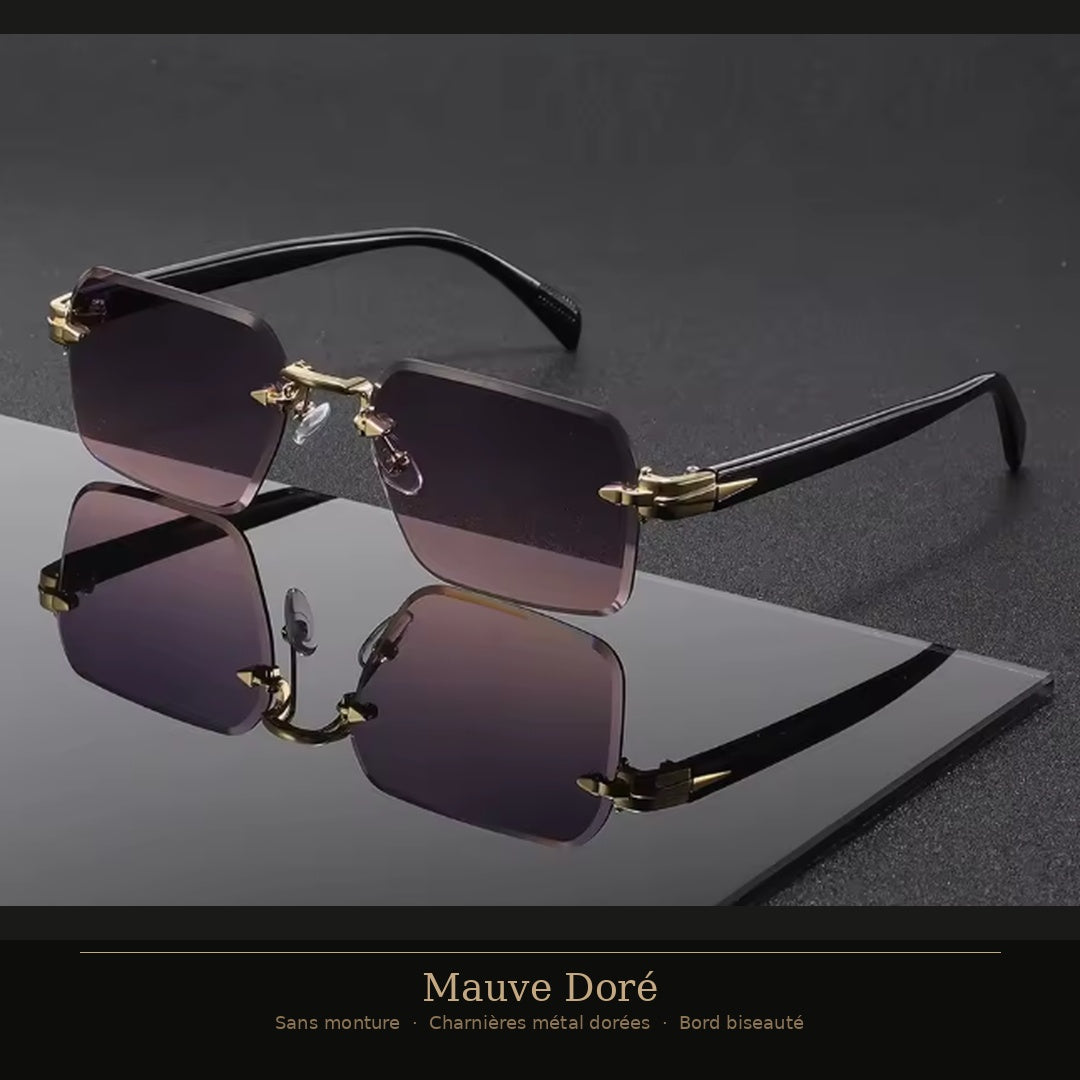 Lunettes sans monture bord biseauté — Charnières métal dorées