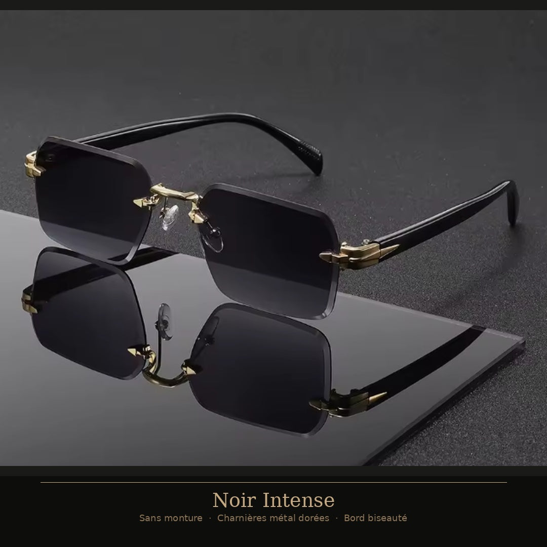 Lunettes sans monture bord biseauté — Charnières métal dorées