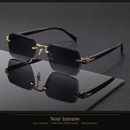 Lunettes sans monture bord biseauté — Charnières métal dorées