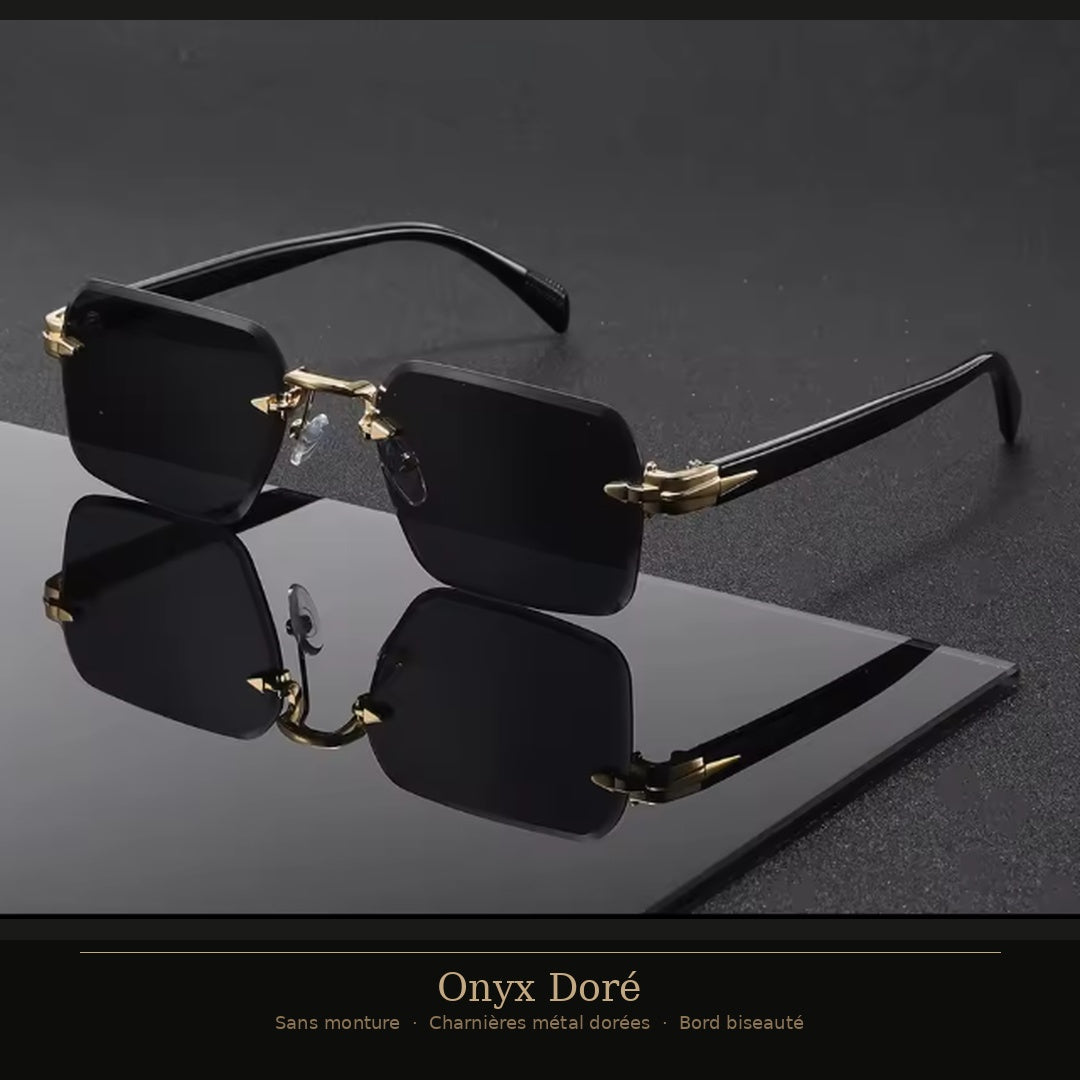 Lunettes sans monture bord biseauté — Charnières métal dorées