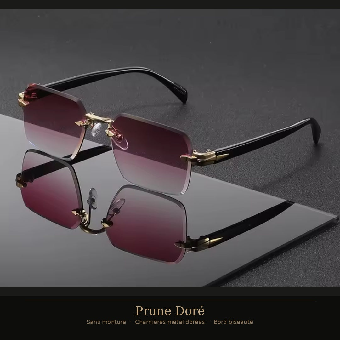 Lunettes sans monture bord biseauté — Charnières métal dorées