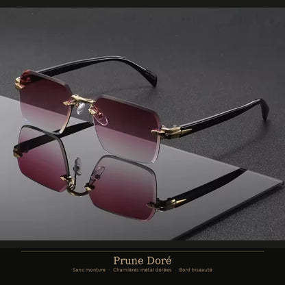 Lunettes sans monture bord biseauté — Charnières métal dorées