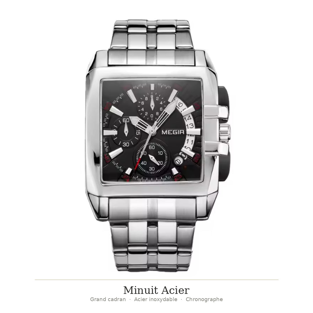 Montre chronographe, aiguilles lumineuses