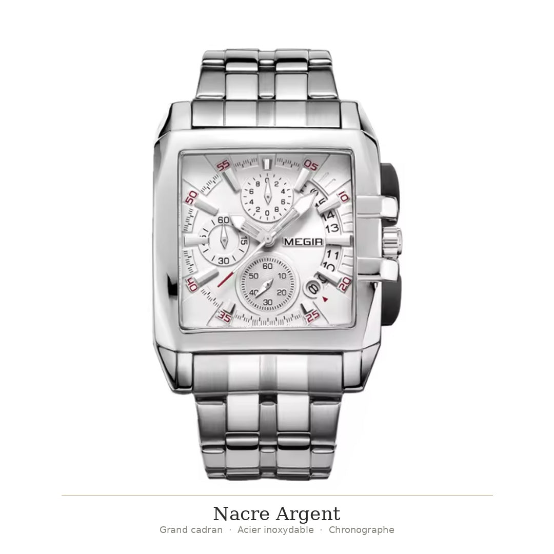 Montre chronographe, aiguilles lumineuses