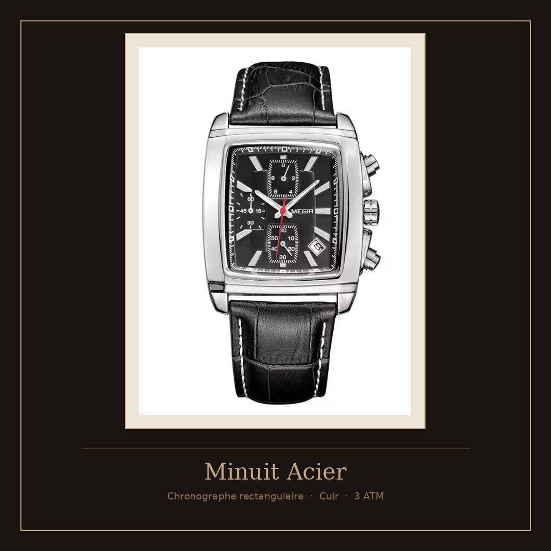 Montre chronographe rectangulaire