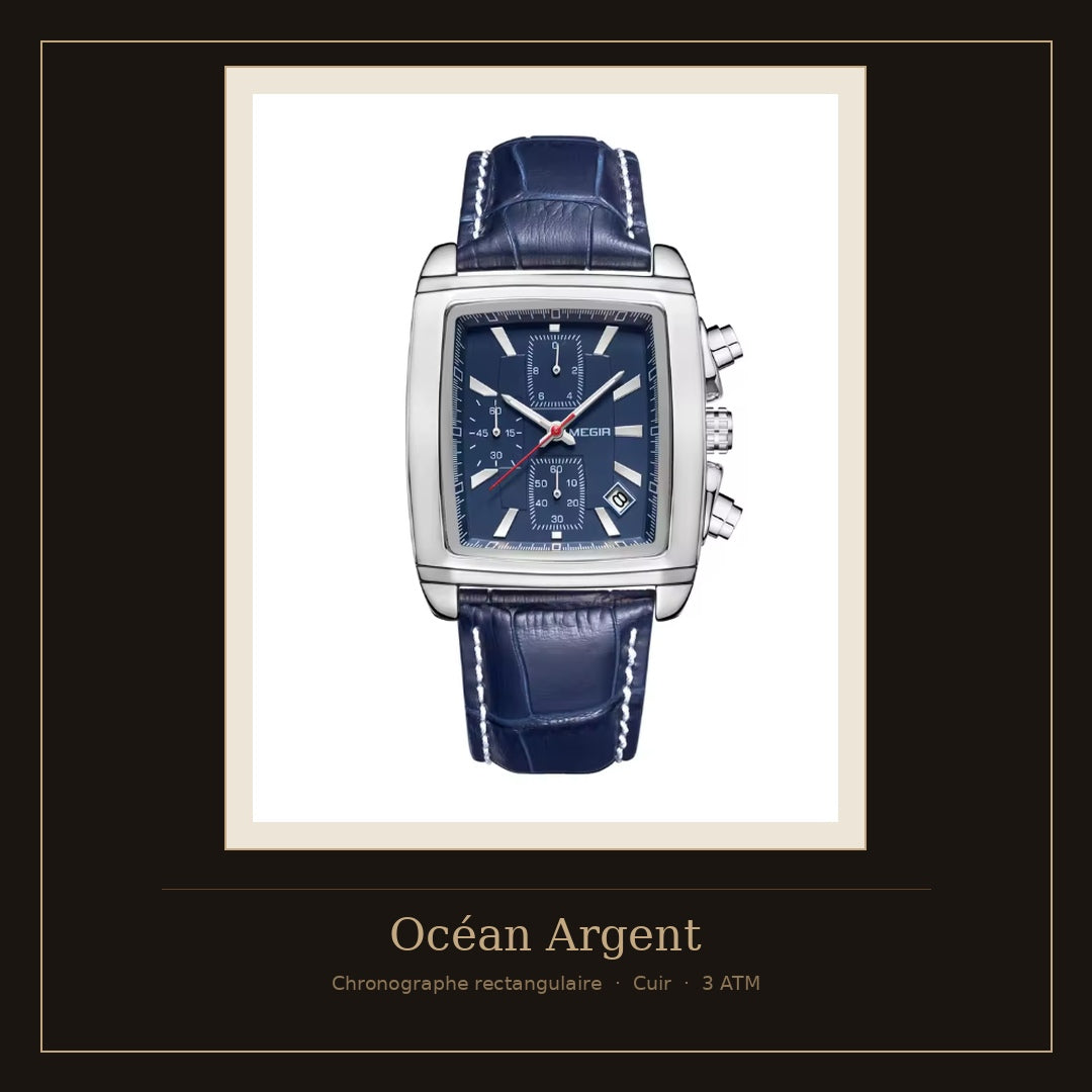 Montre chronographe rectangulaire