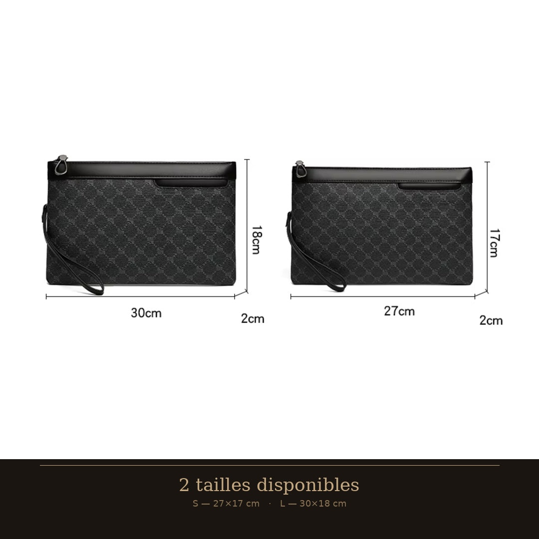 Pochette Clutch Monogramme — Jacquard texturé, bande cuir PU