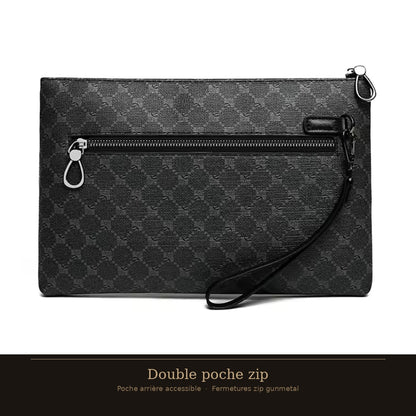 Pochette Clutch Monogramme — Jacquard texturé, bande cuir PU