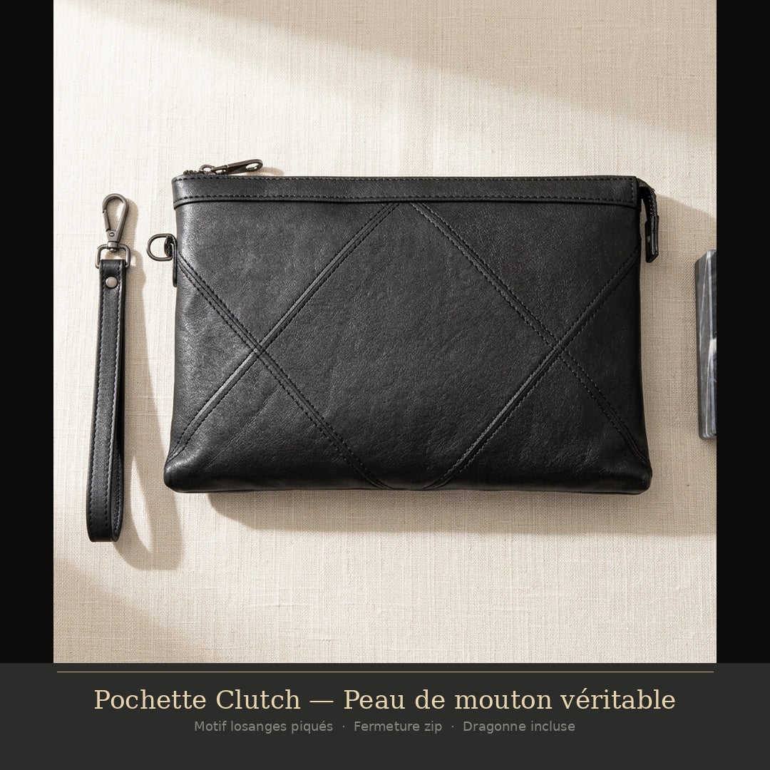 Pochette Homme Cuir peau de mouton véritable