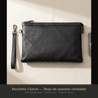 Pochette Homme Cuir peau de mouton véritable